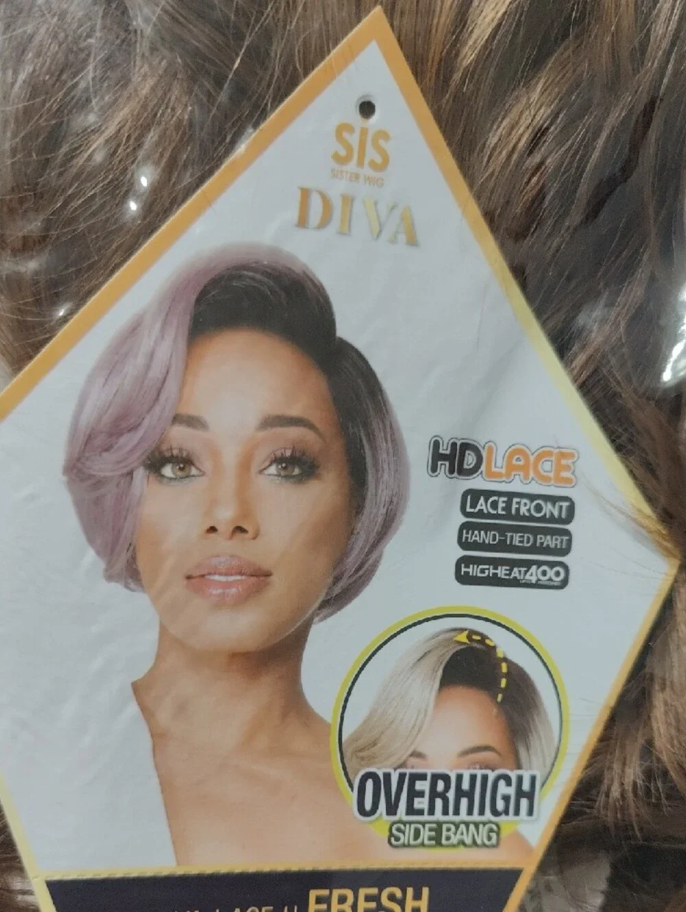 NIB Sis Diva Overhigh Side Bang Lace Front Wig - Brown (SOM RT 27/30)